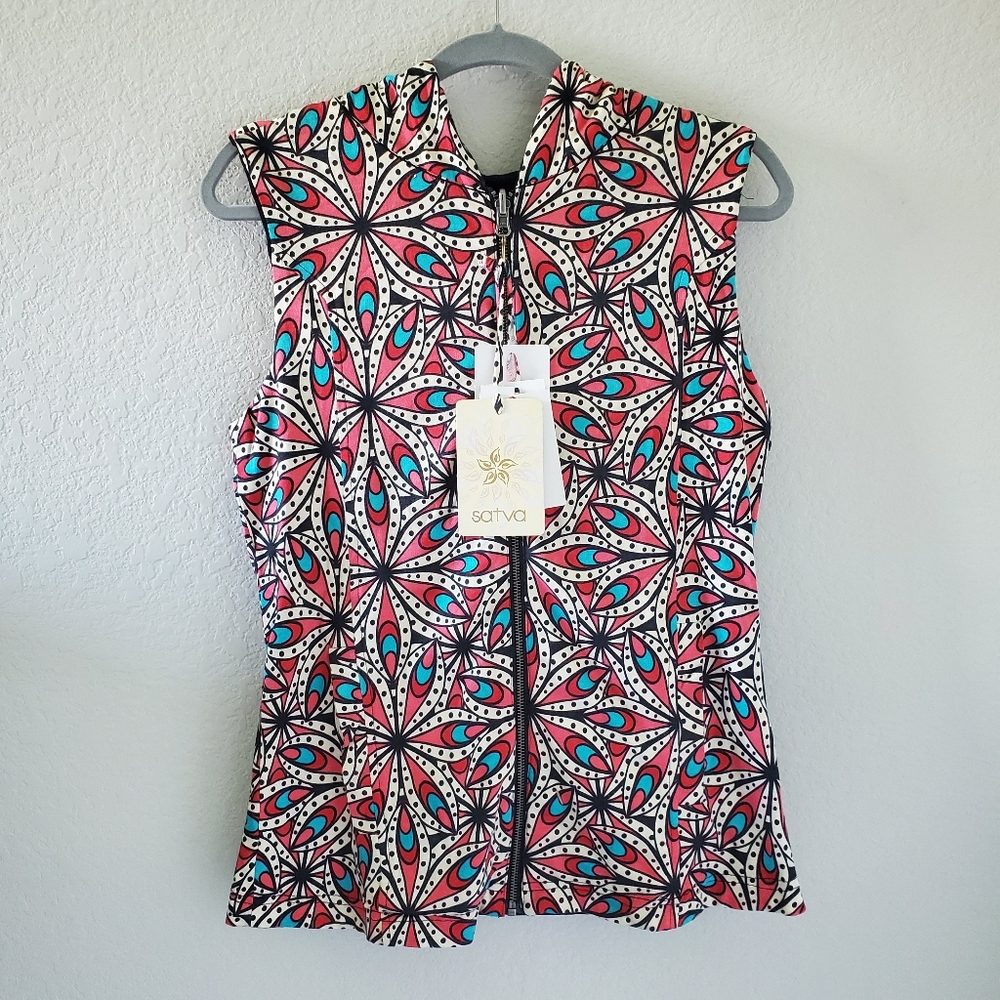Satva sarana reversible exotic floral vest jacket NWT